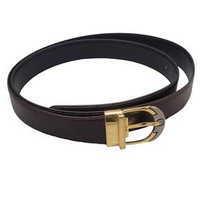 Fendi Belt Mens 40 Brown Black Leather Dress Made Italy Gold Logo Buckle
